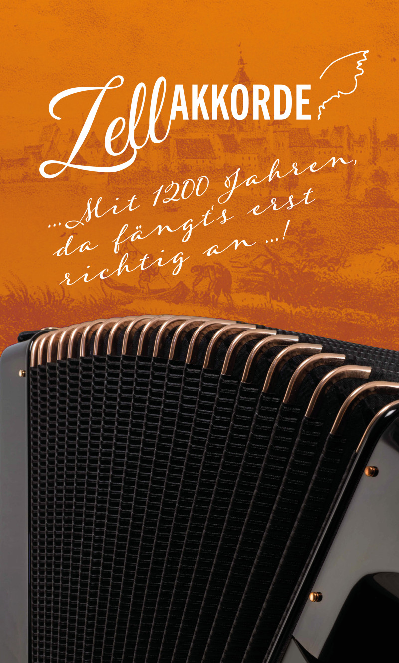 Zell Akkorde: Schwarzes Akkordeon mit Kupferdetails. Musikinstrument für Zell.